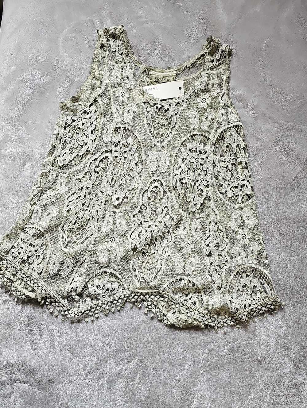 Paparazzi Light Moss Green Crochet Lace Camisole Tank NWT